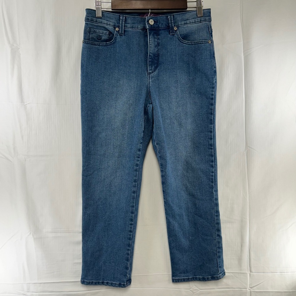Gloria Vanderbilt Amanda Jeans Women 10P Blue Straight Leg High Rise Petite